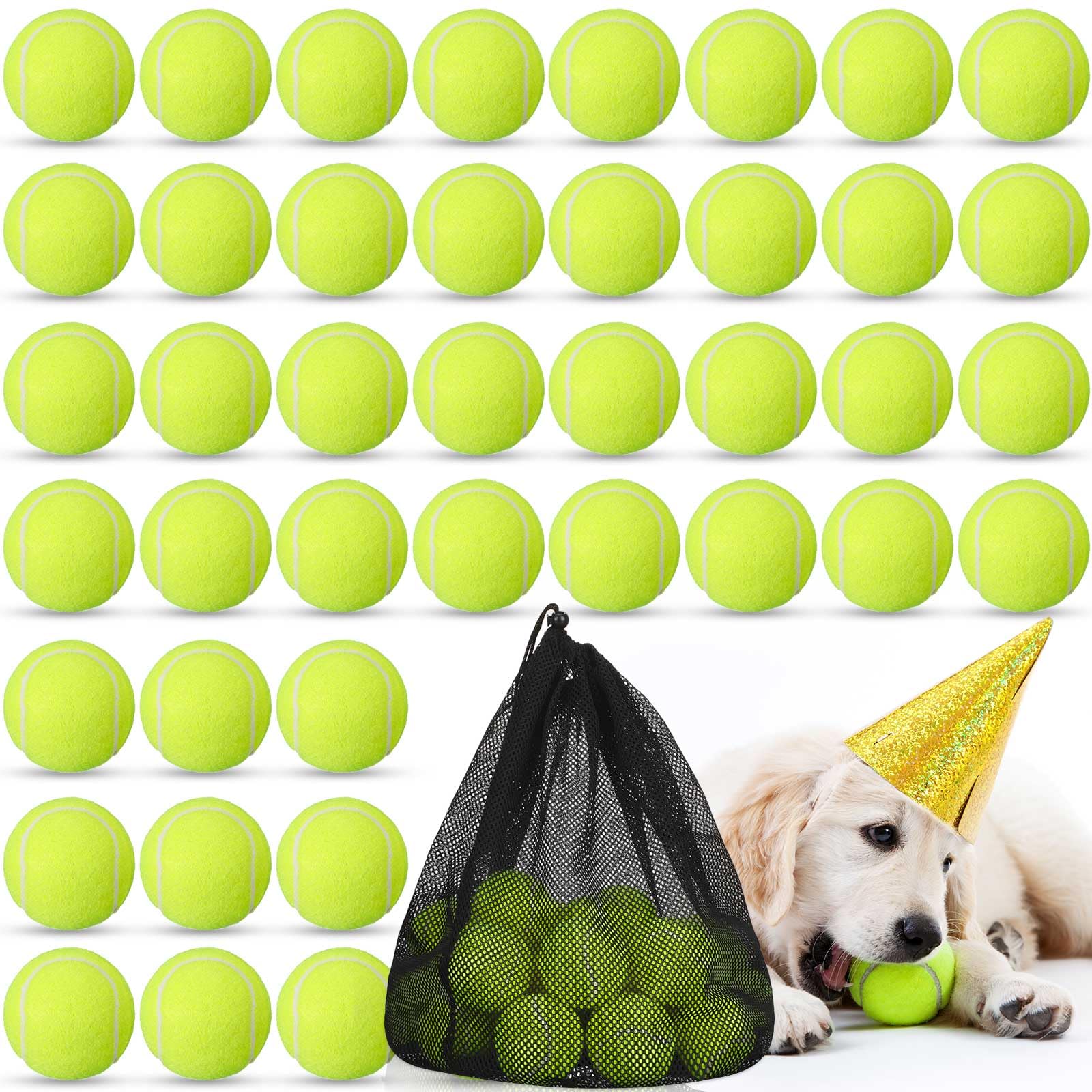 30-Pack Dog Tennis Balls 2.5 Inch — Launcher Compatible with Mesh Storage Bag