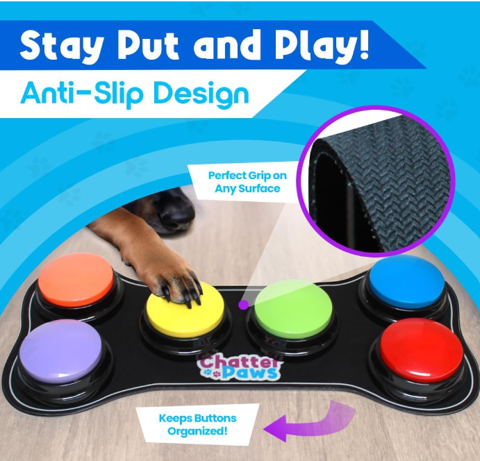 Dog Talking Button Set — 6 Pack with Mat & Scene Stickers