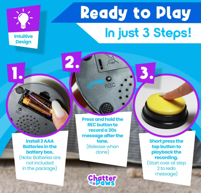 Dog Talking Button Set — 6 Pack with Mat & Scene Stickers