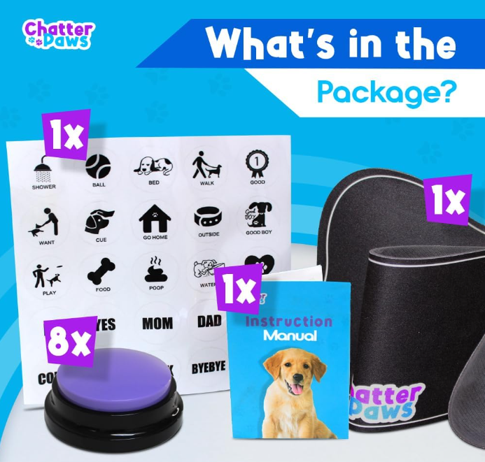Dog Talking Button Set — 6 Pack with Mat & Scene Stickers